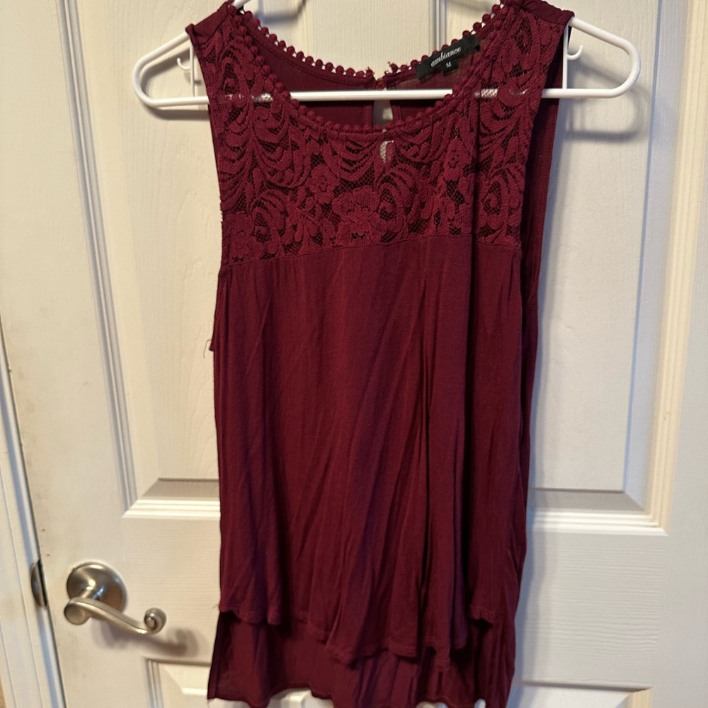Ambiance Burgundy Lace Blouse